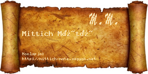Mittich Máté névjegykártya